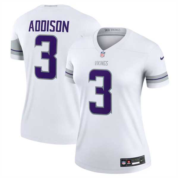 Womens Minnesota Vikings #3 Jordan Addison White Winter Warrior Limited Football Stitched Jersey Dzhi